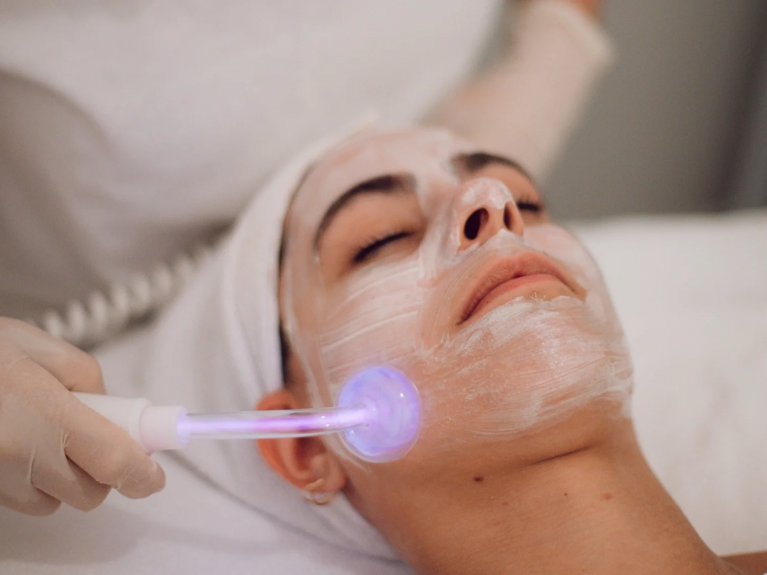 A facial with a high-frequency wand at Liveo Beauty